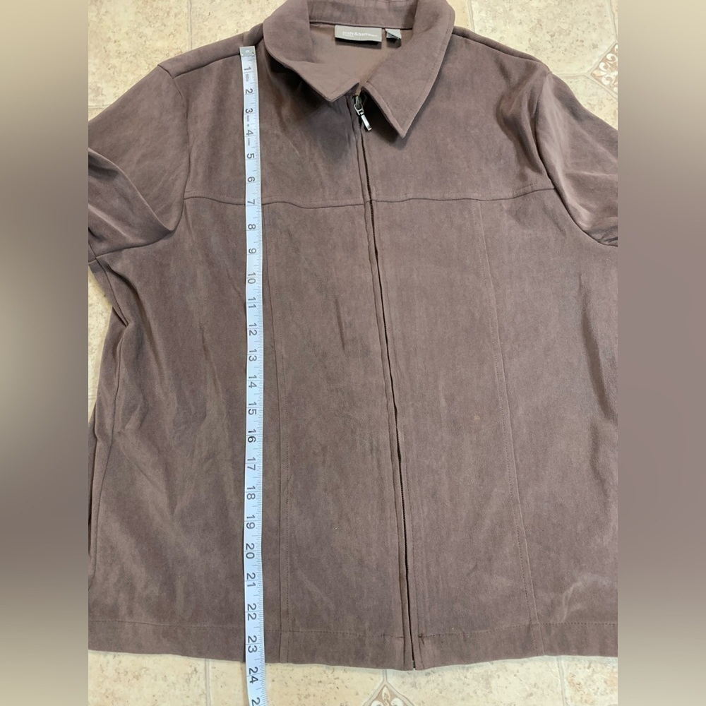 Women’s Croft & Barrow Chocolate Brown Zip-up Shacket Sz Large - Picture 4 of 6